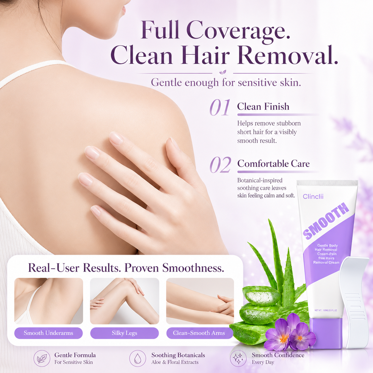 Clinclii™ Smooth Hair Removal Cream Silky Skin in Minutes, No Razor Needed