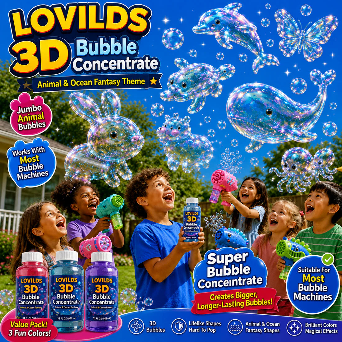 LOVILDS 3D Bubble Concentrate Animal &Ocean Fantasy Theme（Big Sale）