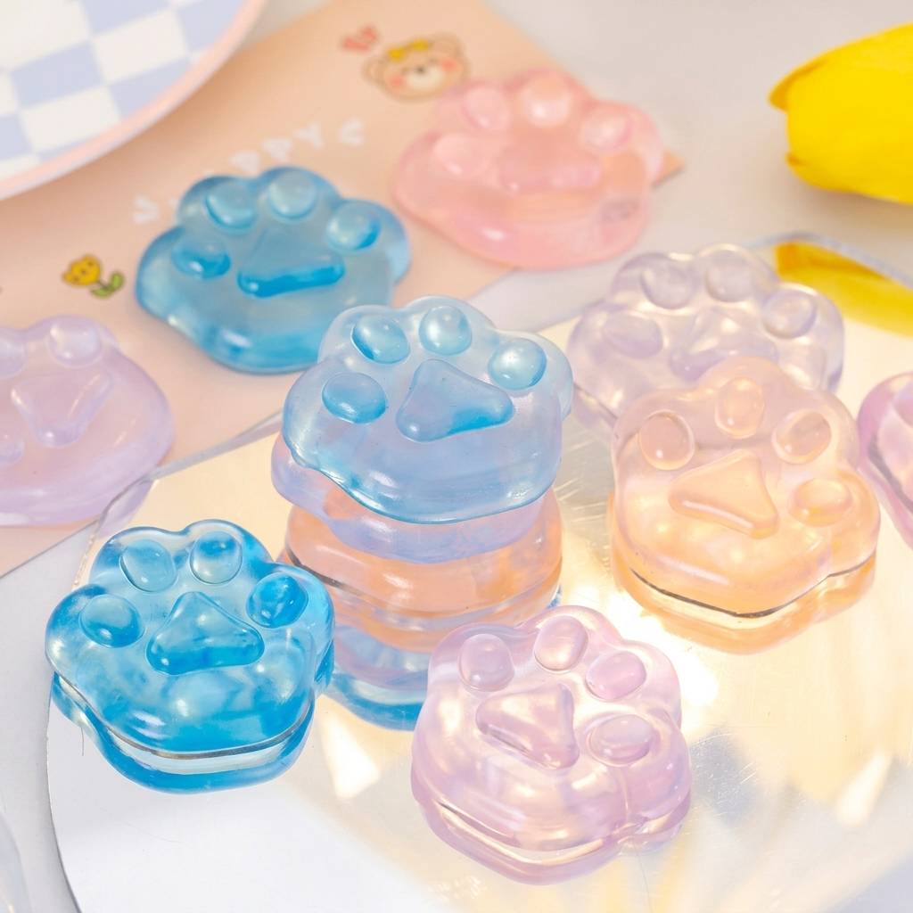 Kawaii Crystal Jelly Cat Paw Squishy - Ultimate Stress Reliever