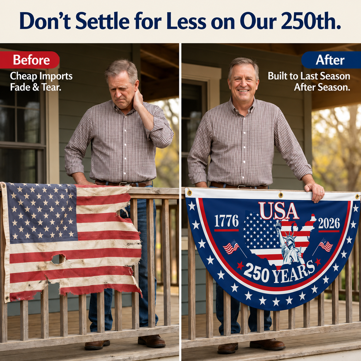 The 1776-2026 Legacy Banner: 100% Veteran-Handcrafted 250th Anniversary Heritage Flag（Big Sale）